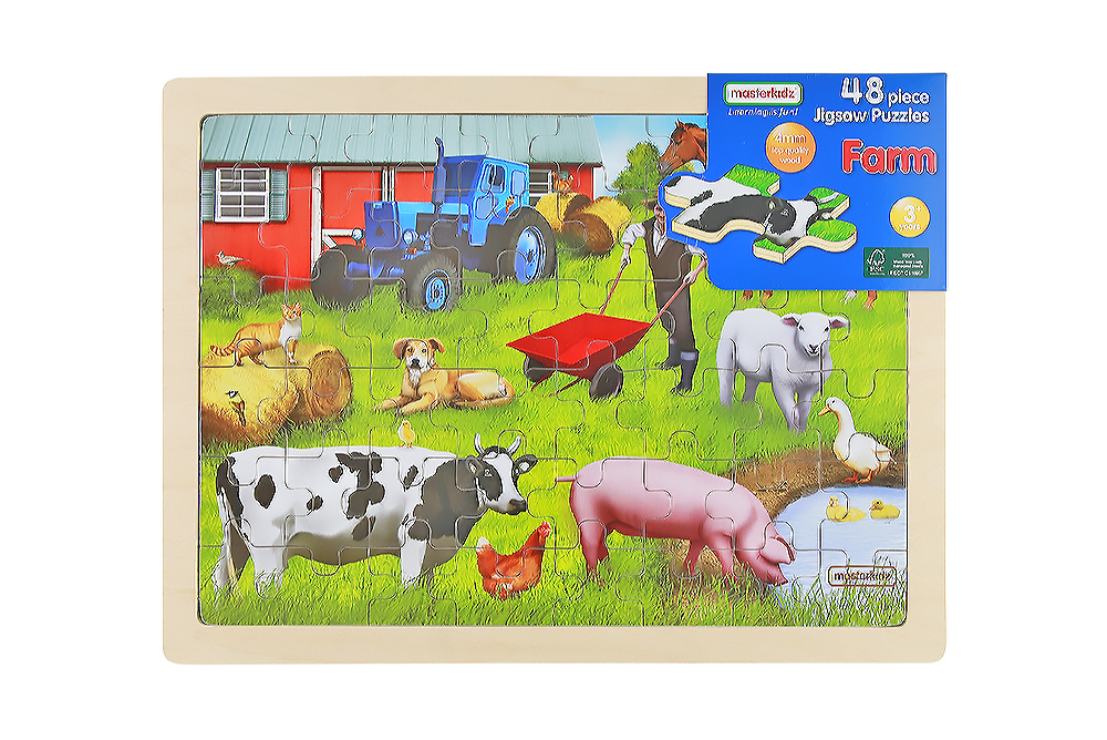 Masterkidz 48片木製拼圖-農場動物