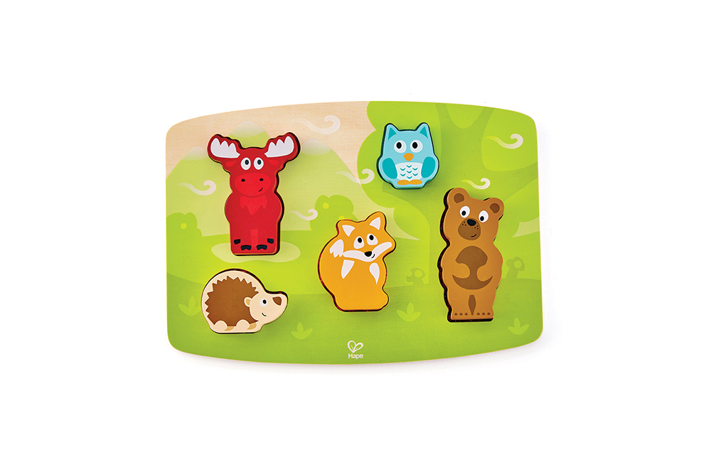 德國 Hape 森林動物觸感拼圖