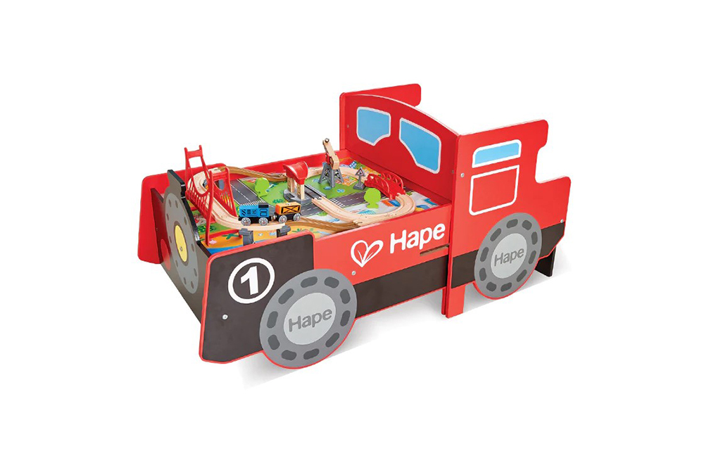 德國 Hape 抽屜式火車頭遊戲桌