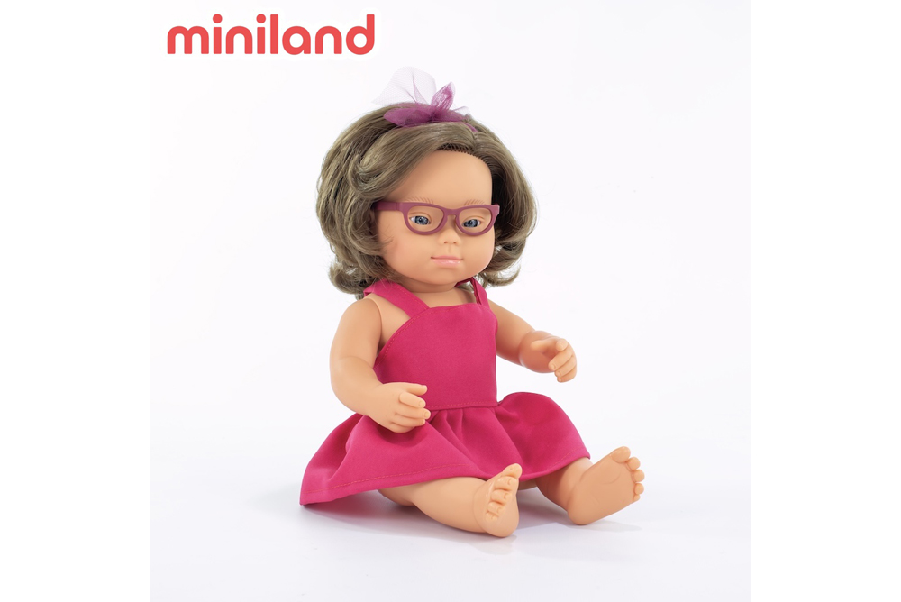 minilandMF&M小米藍白人娃娃-唐氏症附眼鏡（女孩38公分）