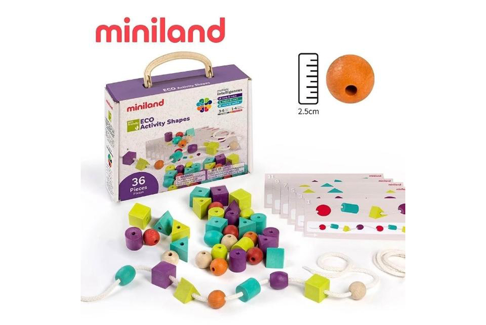 miniland ECO幾何3D形數色穿繩36入
