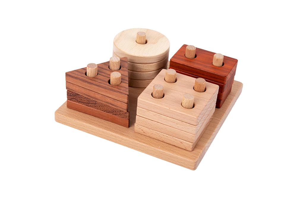 四色原木形狀套柱(16pcs/+1塊欅木底板)
